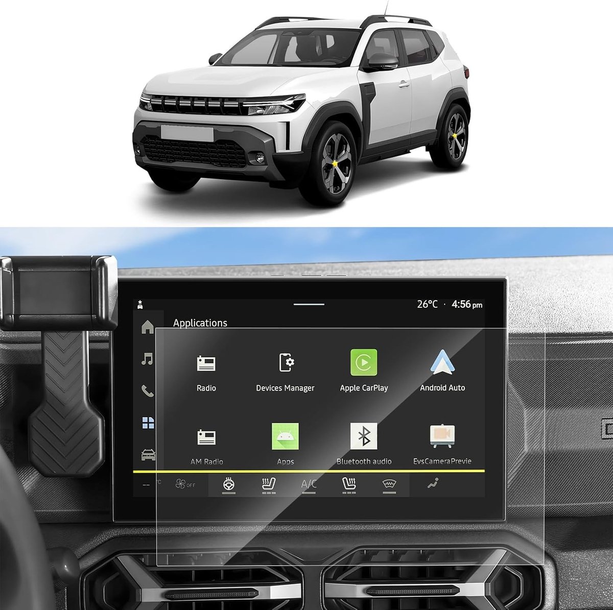 2-Pack Screen Protector voor Dacia Duster III 2024-2025 - 10.1 Inch GPS Bescherming, PET Folie, Krasbestendig en Duurzaam