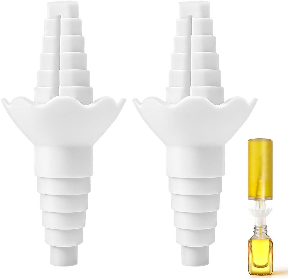 Herbruikbare overdrachtsconnector voor flessen, ideaal voor shampoo, zeep en wasmiddel, 2 stuks, eenvoudig te gebruiken en schoon te maken