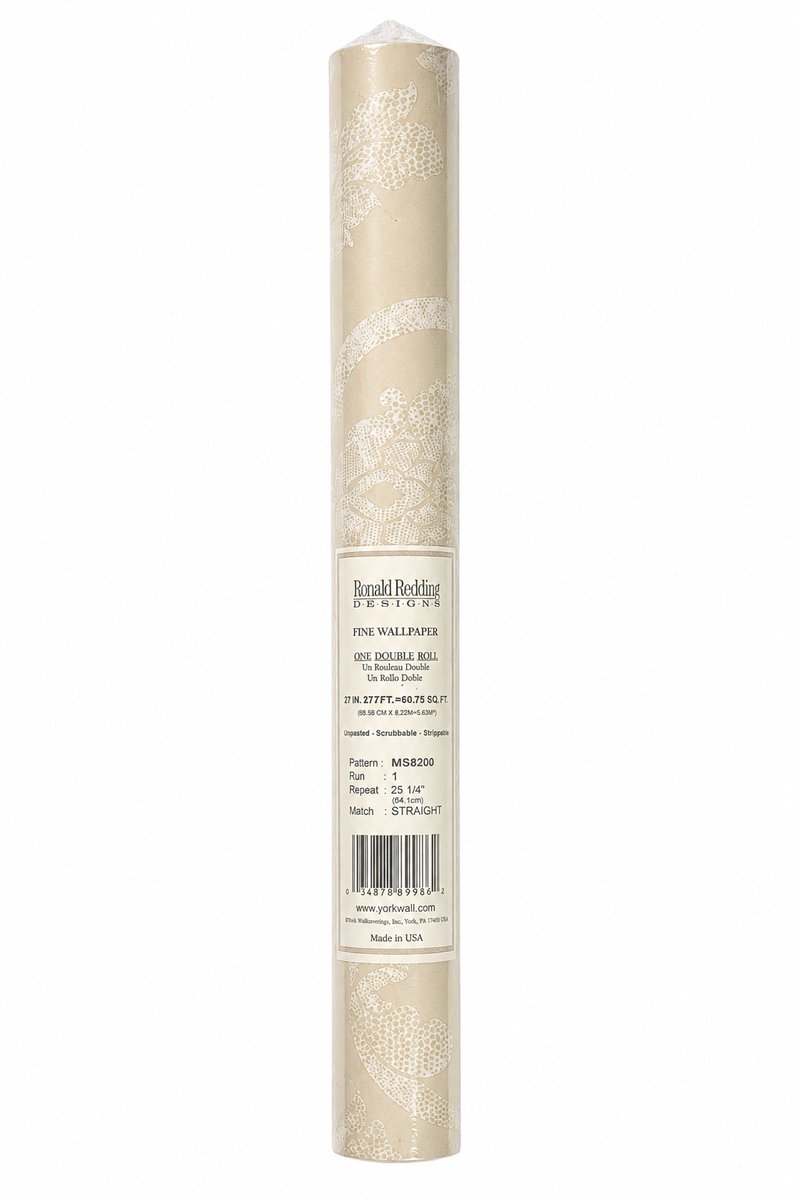 Ronald Redding Designs Behang – Klassiek Damast Beige Crème – Vliesbehang – 68,6 x 822 cm – 5,63 m²
