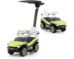 SureDeal® - Kinderwagen - Volkswagen Kinderduwauto Jaar - Verstelbare Duwbeugel Draagzak - Zonnekap - Veiligheidsreling - 96x40x93 cm - Groen