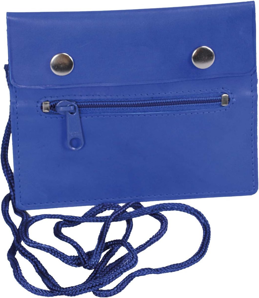 borsttas echt leer, blauw Travel-Line
