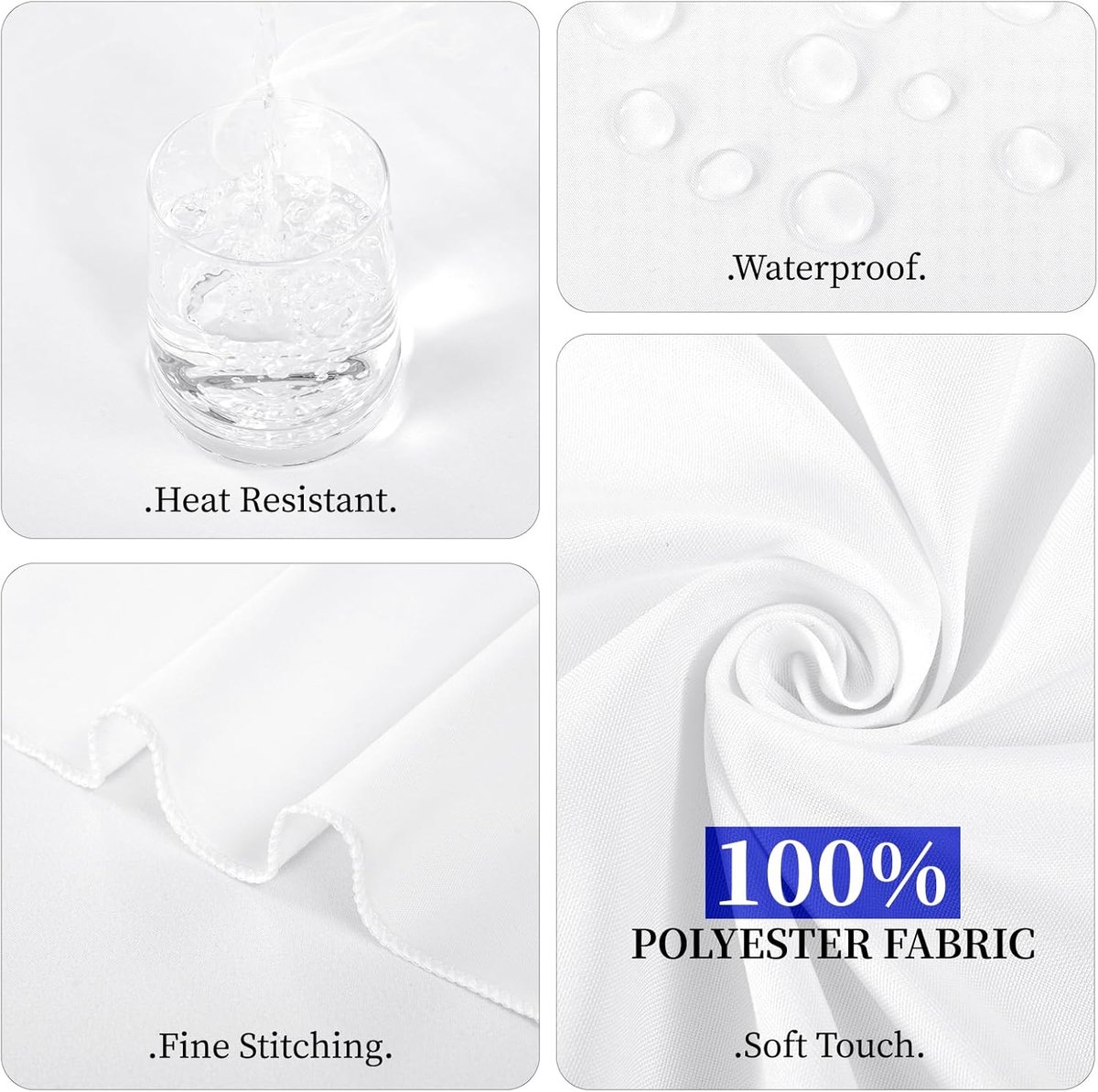 4 stuks wit rond tafelkleed 120 inch (304 cm) witte tafelkleden waterdicht polyester tafelkleed voor ronde tafels, vlek- en kreukbestendig, wasbare stof tafelafdekking voor feest, bruiloft, banket