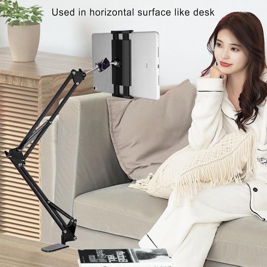 Stand Telefoonhouder voor bed, iPad-houder voor bureau, hoofdeinde, nachtkastje, tafel, compatibel met iPhone iPad Kindle of ander 4,5-13 inch schermapparaat — afbeelding 2