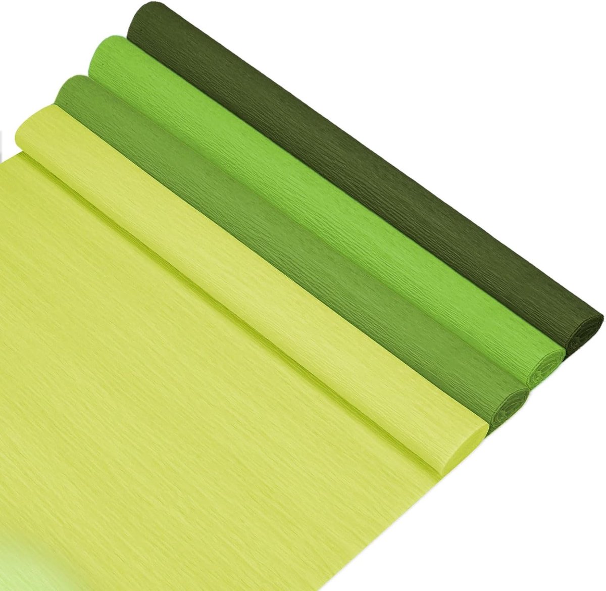Crêpepapierrollen, 2,5 m x 50,8 cm (LxB) zacht papier streamervel, decoratieve ambachtelijke streamer, brede crêpepapiervellen voor doe-het-zelf [lichtgroen, grasgroen