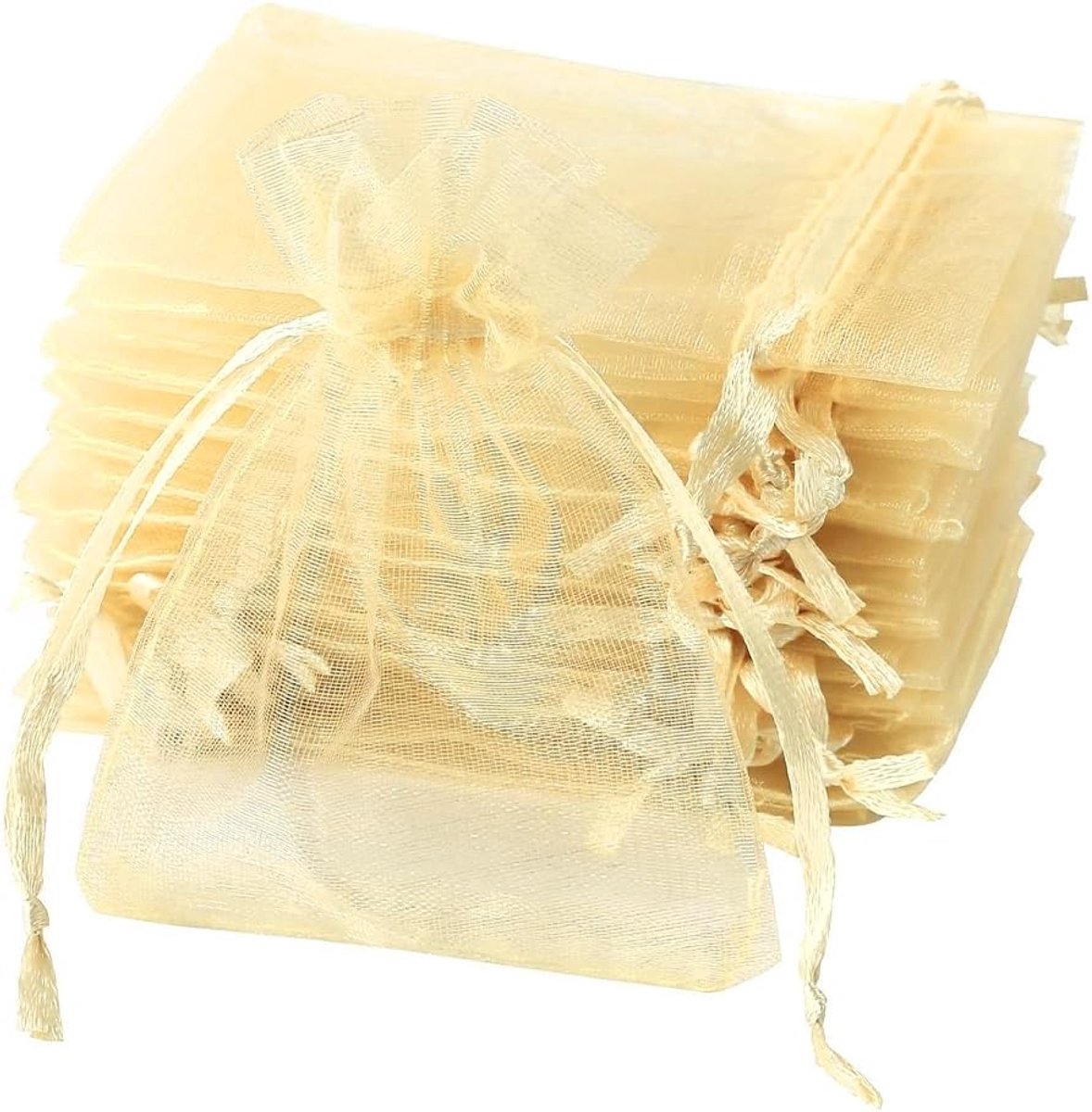 100 stuks gouden organzazakjes voor snoep, 7 x 9 cm