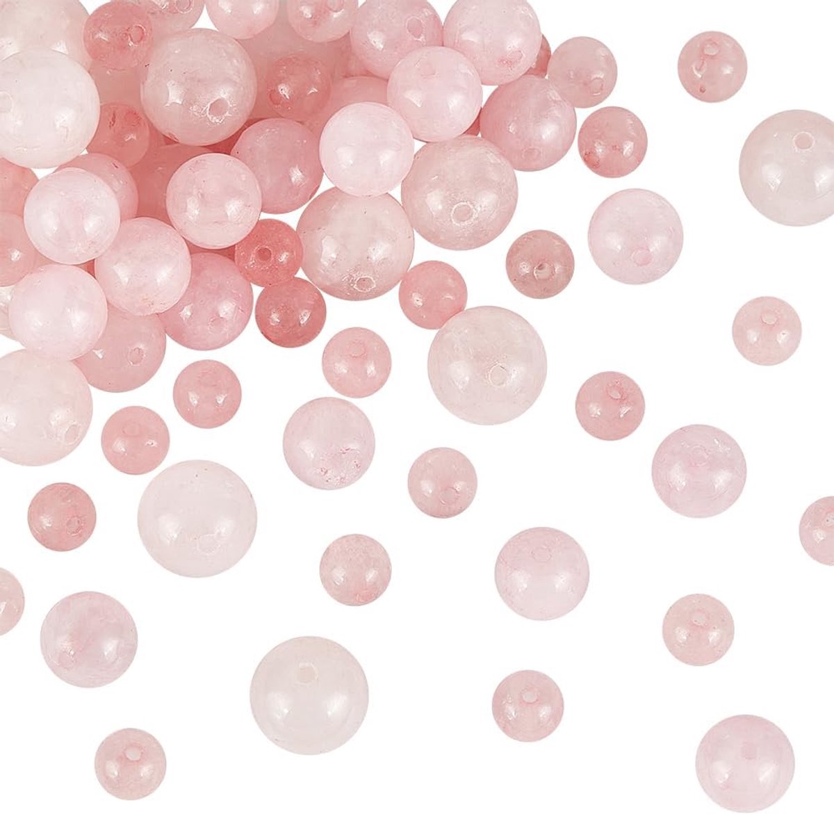 147 stuks natuurlijke rozenkwarts, roze kristallen kralen, 6 mm, 8 mm, 10 mm, natuurlijke jaspiskralen, rond, los, energiesteen voor het maken van armbanden, sieraden