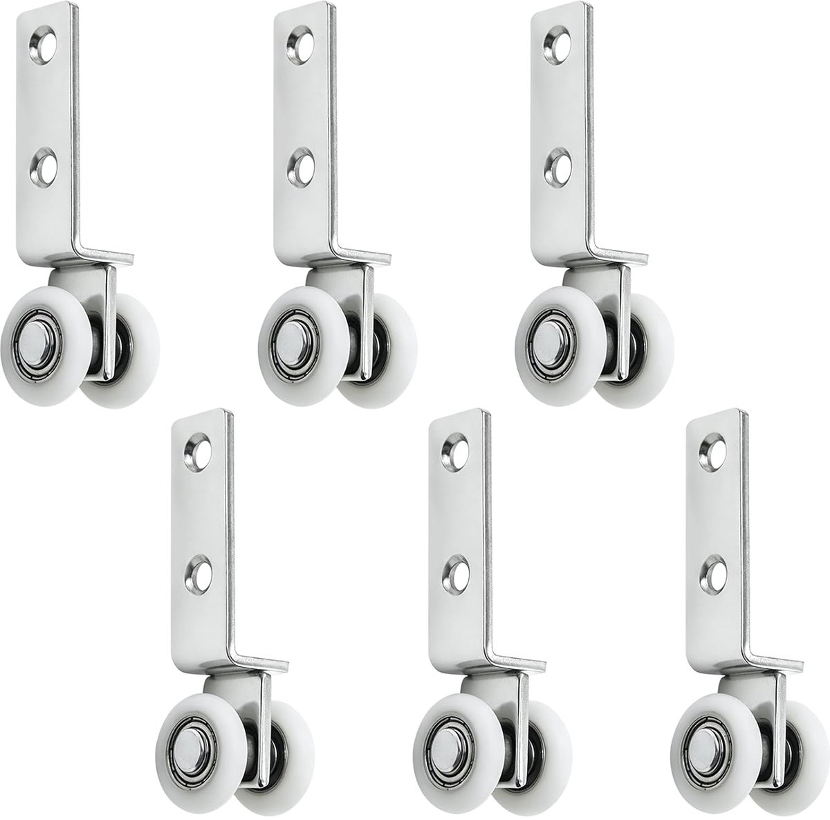 6 stuks looprollen schuifdeur, 20 mm rol voor schuifdeuren, gordijnen stille glijwielen voor meubels en schuifdeursystemen, looprails, schuifdeurwielen, kastdeuren