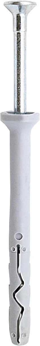 100 x nagelpluggen, 5 x 50 mm, met geharde verzonken kop, nagelPZ2, kruiskop, nylon, slagplug voor beton, steen, massieve baksteen, snelle montage, voor binnen en buiten