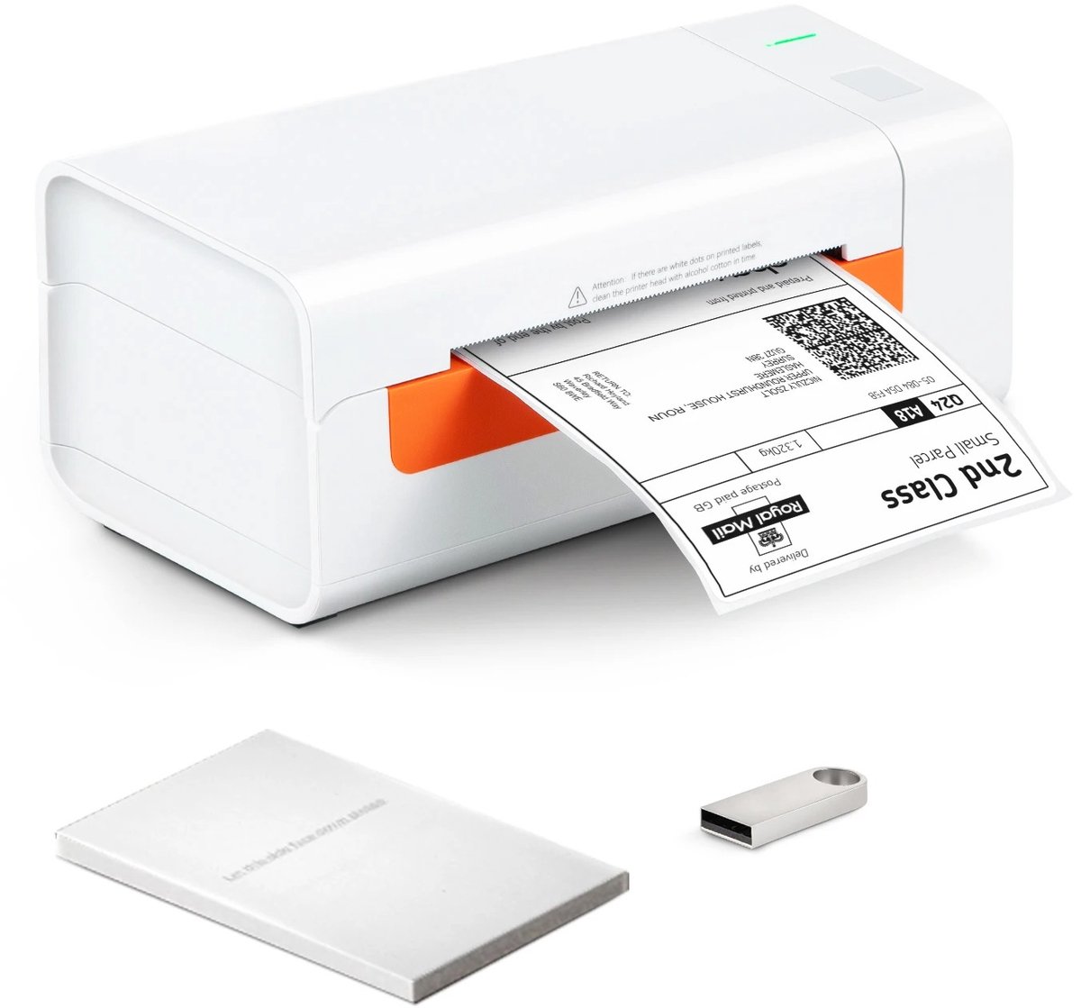 Cherrys Finds - Labelprinter – Labelmaker – Label Printer – tot 108 mm – Zonder Inkt - Windows, Mac OS, Linux en Chromebook - Wit en Oranje