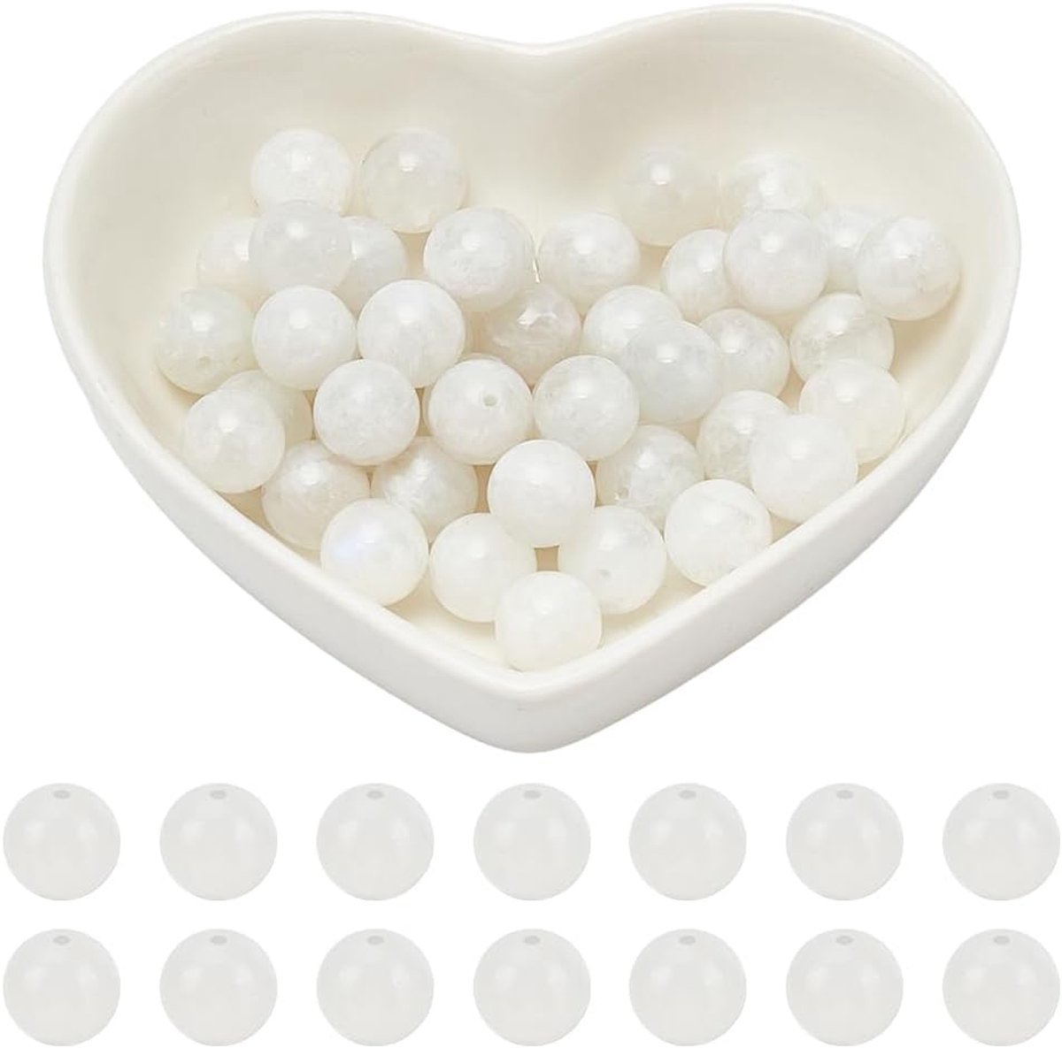 arricraft Ca. 48 stuks 8 mm maansteen-edelstenen losse kralen, natuurlijke regenboog-maansteen, rond, losse kralen, streng, stenen kralen voor armbanden, halskettingen, sieraden, knutselen (1 streng)