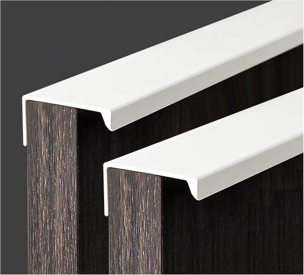 4 stuks meubelgrepen, verborgen deurgreep, kastgreep, aluminium ladegreep, verborgen handgrepen, onzichtbare meubelgrepen, keukengrepen, wit, 20 cm (rechthoekige rand)