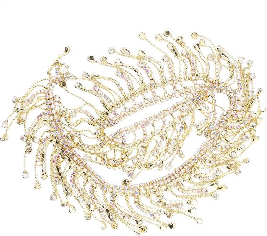 ketting franje bruids applicatie trim kristal kleding tas bruiloft decoratie sieraden naaien doe-het-zelf ambachten (goud) — afbeelding 5