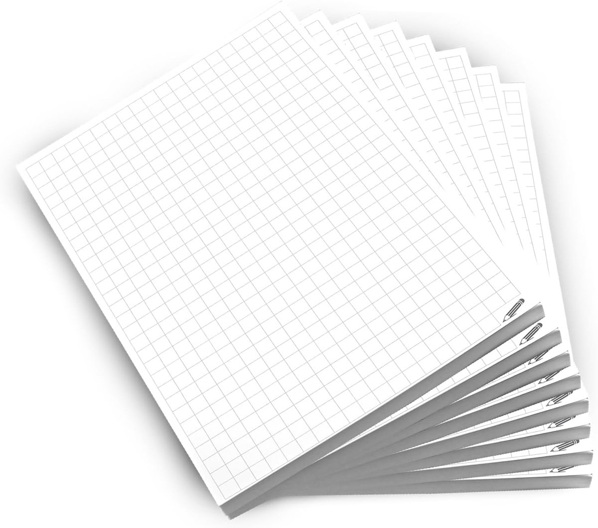 Notitieblok A6 Voordeelset - 8 Geruite Schrijfblokken met 50 Vellen