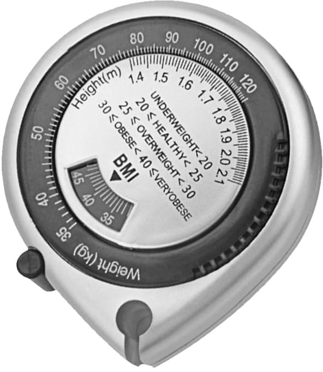 Bmi Body Taillemeetlint met intrekbaar design, nauwkeurig lichaamsmeetlint voor tailleomtrek en vetmeting, compact en draagbaar, voor thuis en kliniek