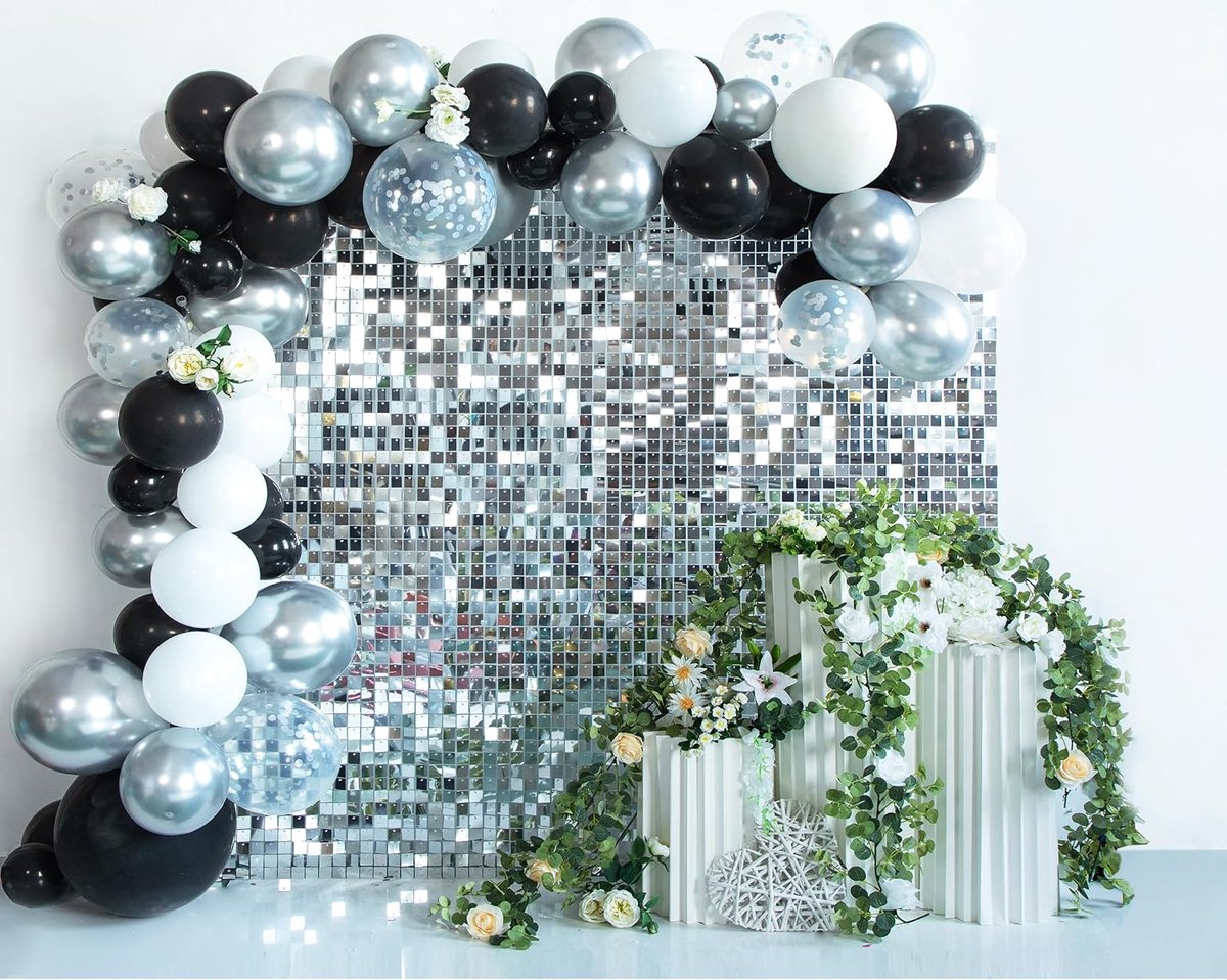 Zilveren Vierkante Pailletten Decoratie voor Verjaardagsfeestje Droom Bruiloft Photo Booth Achtergrond Luxe Diner Locatie Backdround Shimmer Muur Achtergrond voor Video-opnamen 30cm*30cm*12pcs