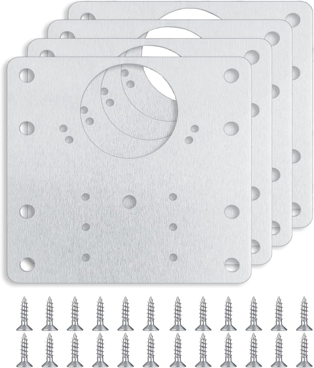 Scharnieren Reparatieplaatjes, Roestvrijstalen Scharnieren Reparatieset voor Houten Meubels, Keuken, Kastdeur, Meubelen, Kastscharnier met Schroeven