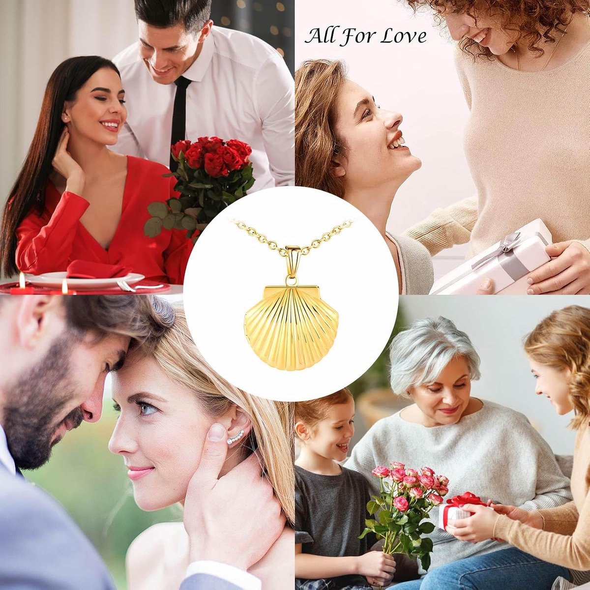medaillon met foto, roestvrij staal, zeeschelpvorm, medaillon hanger voor 2 foto's, gepersonaliseerde foto, herdenkingsmedailles, sieraden, ketting voor vrouwen en meisjes