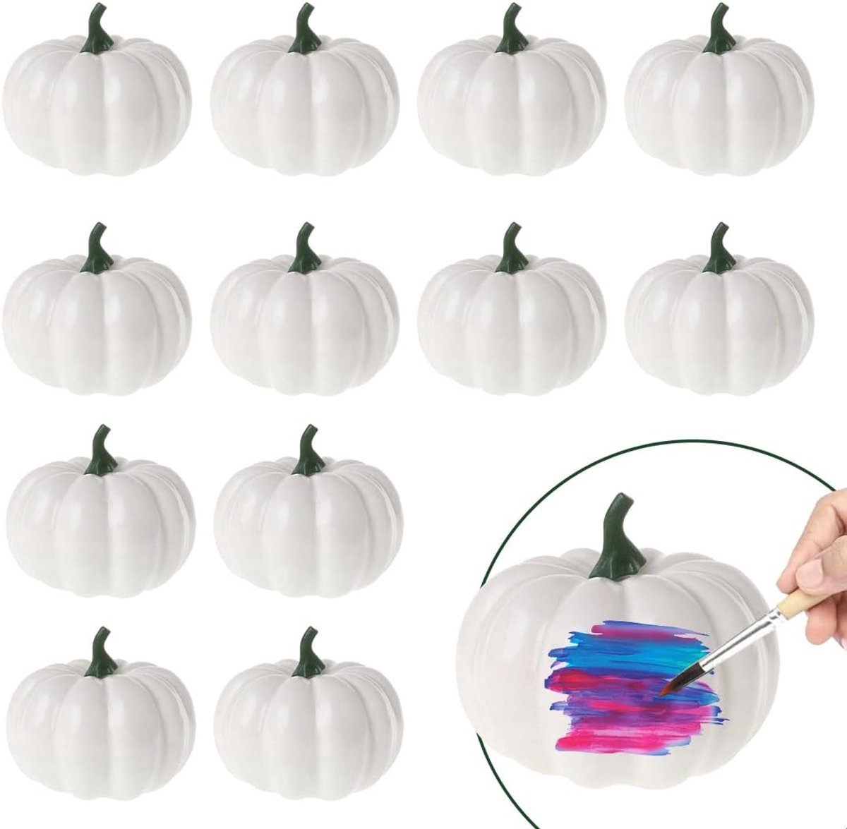 12 witte pompoen voor Halloween, decoratie, kunstmatig, om te knutselen, van schuim voor Thanksgiving, Kerstmis, bruiloft, tafel, tuin