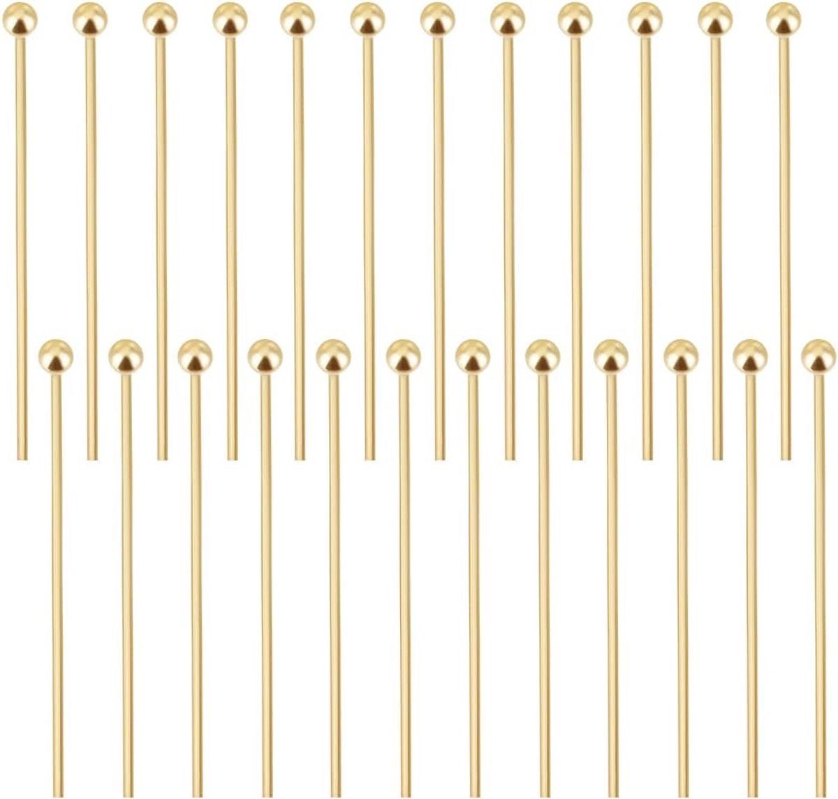 200 Stks/doos 25mm 1 Inch 22 Gauge Ball Head Pins 18K Vergulde Roestvrij Staal Oogquilten Satijn Rechte Pins Voor Naaien Naaister Sieraden Maken DIY Craft Hoofd 1.8mm