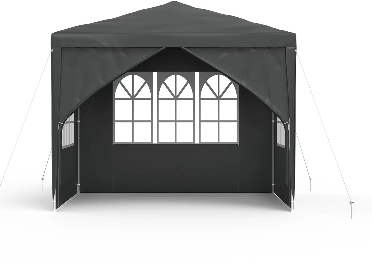 Partytent 3x3 m – Waterdichte Opvouwbare Tent met Afneembare Zijwanden – Stalen Frame – UV-Bescherming – Voor Tuin, Bruiloften, Feesten & Evenementen