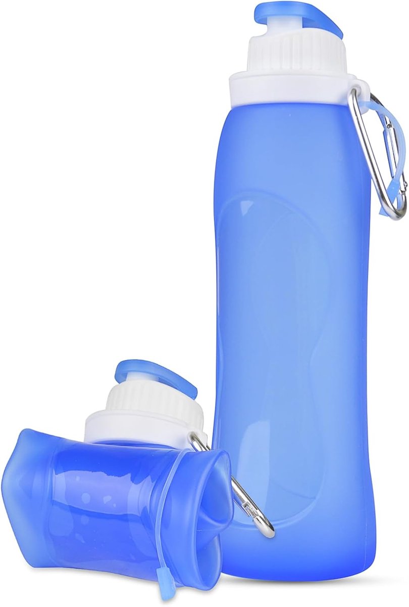 SnelShoppen - Opvouwbare Drinkfles Siliconen 500 ml met Filter, BPA-vrij, Lekvrij, Flexibele Waterfles voor Fietsen, Wandelen, Fitness, Kamperen en Re