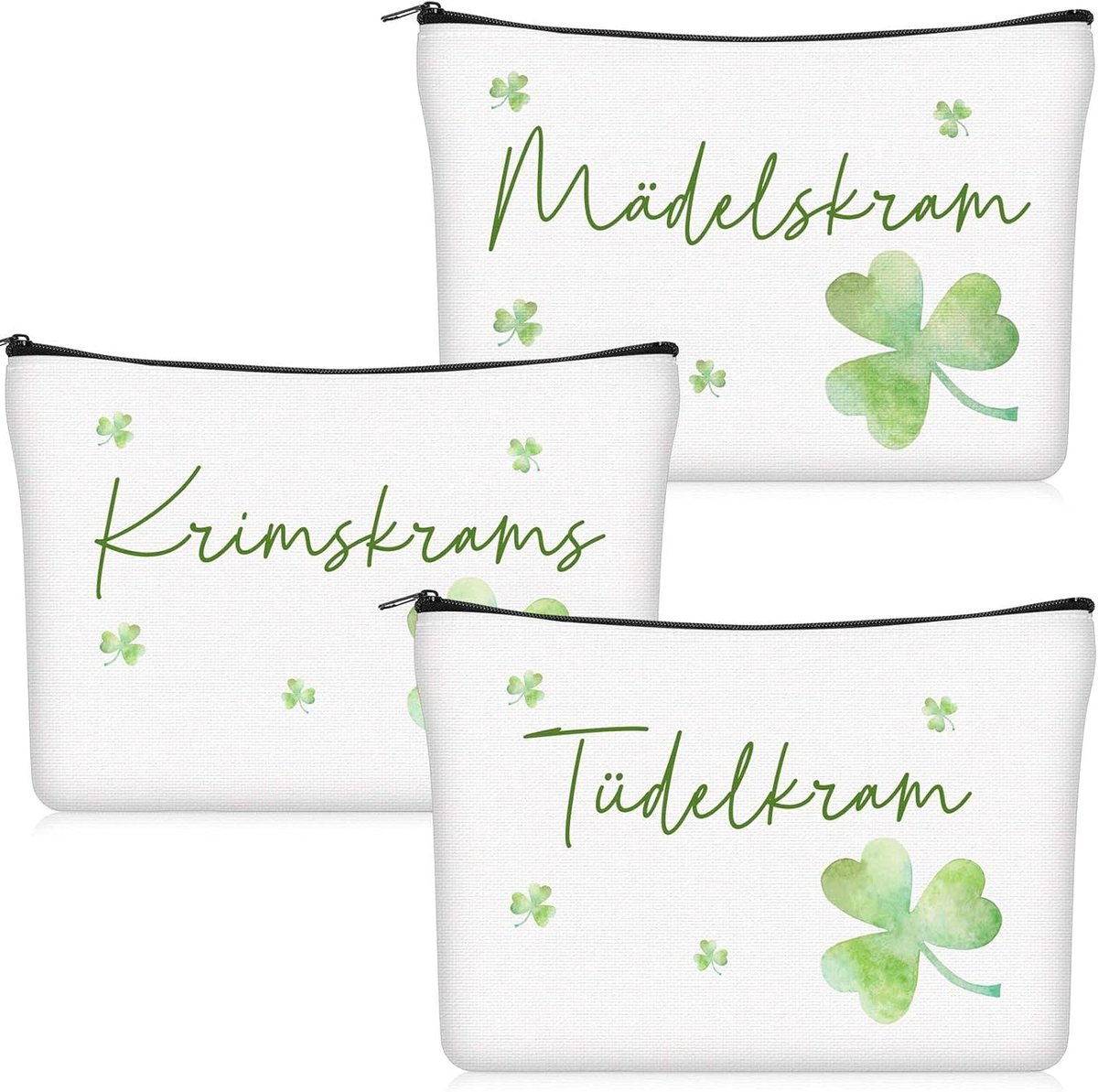 SnelShoppen - 3-delige Make-up Tas Set Toilettas met Rits voor Vrouwen en Meisjes - Lichtgewicht Canvas, Herbruikbaar, Perfect voor Reizen, Dagelijks