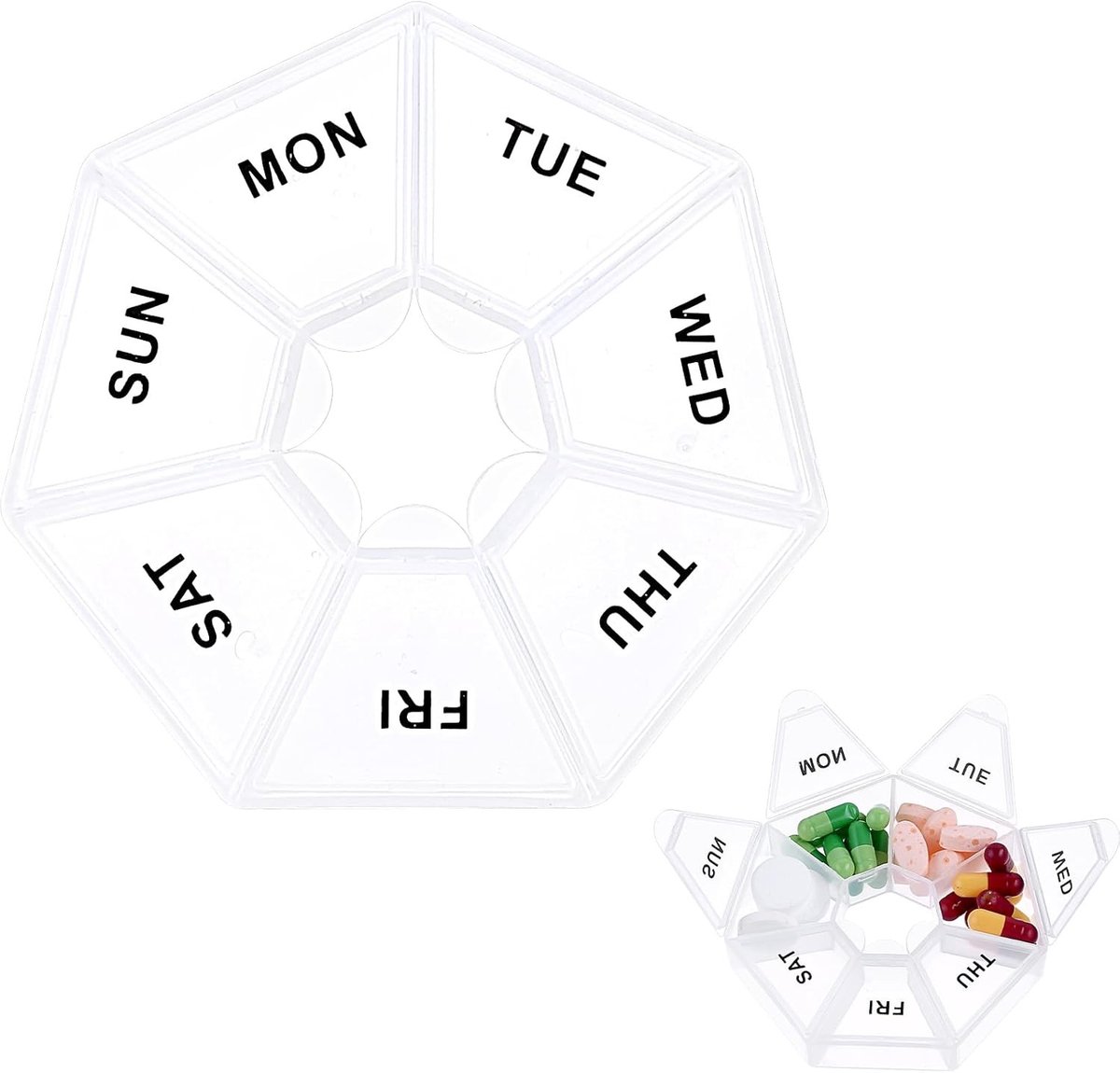 7 Dagen Medicijn Organizer - Compacte Pillendoos voor Reizen, Dagelijkse Inname en Vitaminen, Ideaal voor Medicijnen en Supplementen