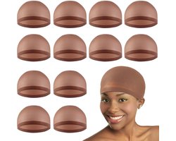 12 Stuks Bruine Wig Caps voor Lace Front, Ademend en Ultra Dun, Ideaal voor Lang en Kort Haar