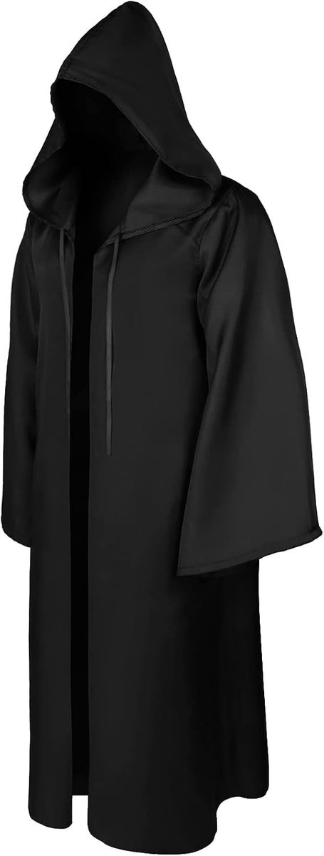 Hooded Halloween Cape voor Cosplay - Stoere Ridder en Tovenaar Cape voor Volwassenen en Kinderen (Zwart, L)