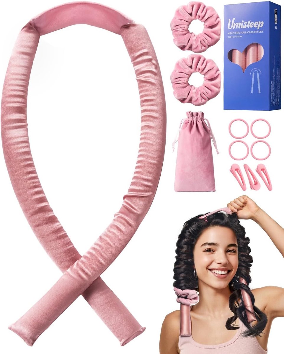 Heerlijke krullen zonder hitte met een 39 inch set, ideaal voor lang haar, non-slip en zijden bescherming