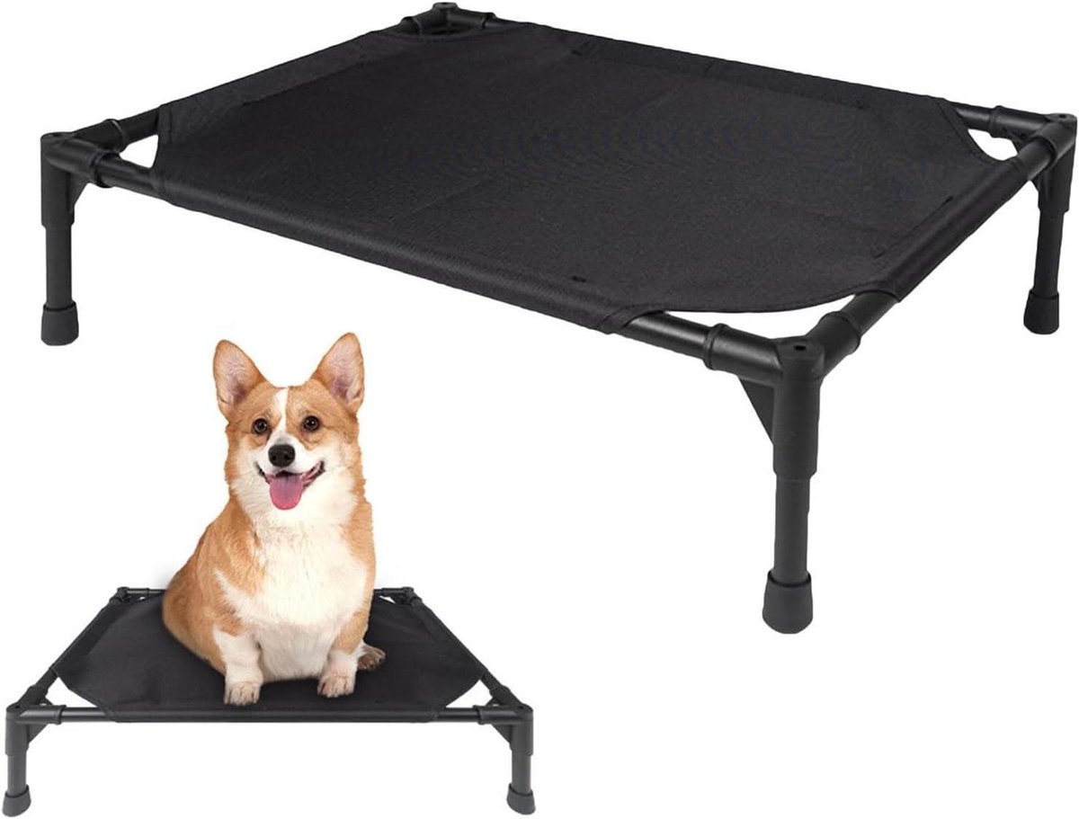 Verhoogd Huisdierbed - Kampeerbed Honden - Buiten Ontspanning - Met Luifel - 43x55x57 cm - Kleurblokkering