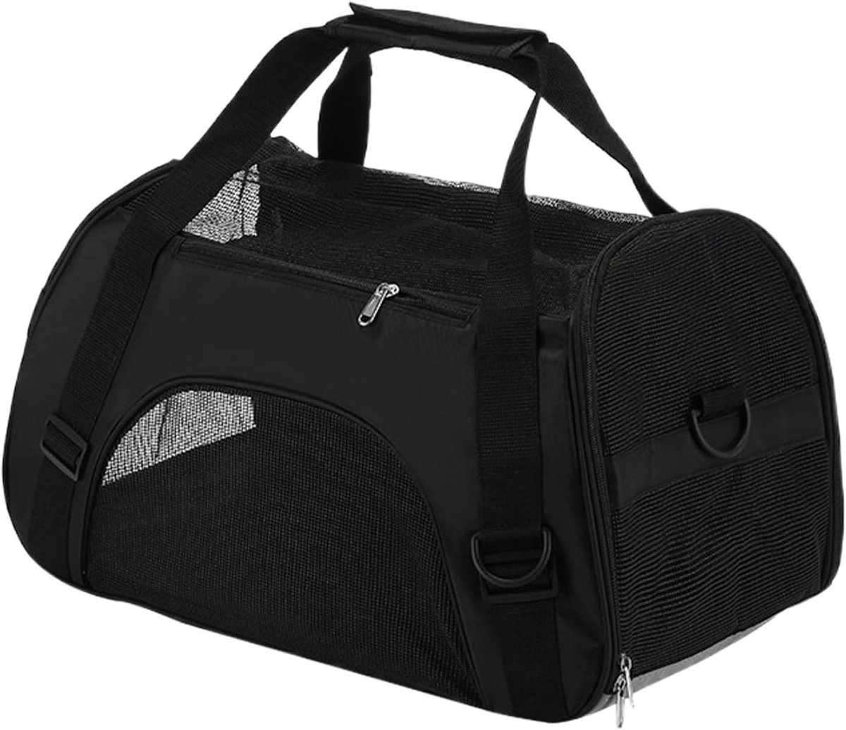 Huisdier Draagtas - Reisbox Kat - Veilig Vervoer - Lichtgewicht Ademend - L 58 cm - Zwart
