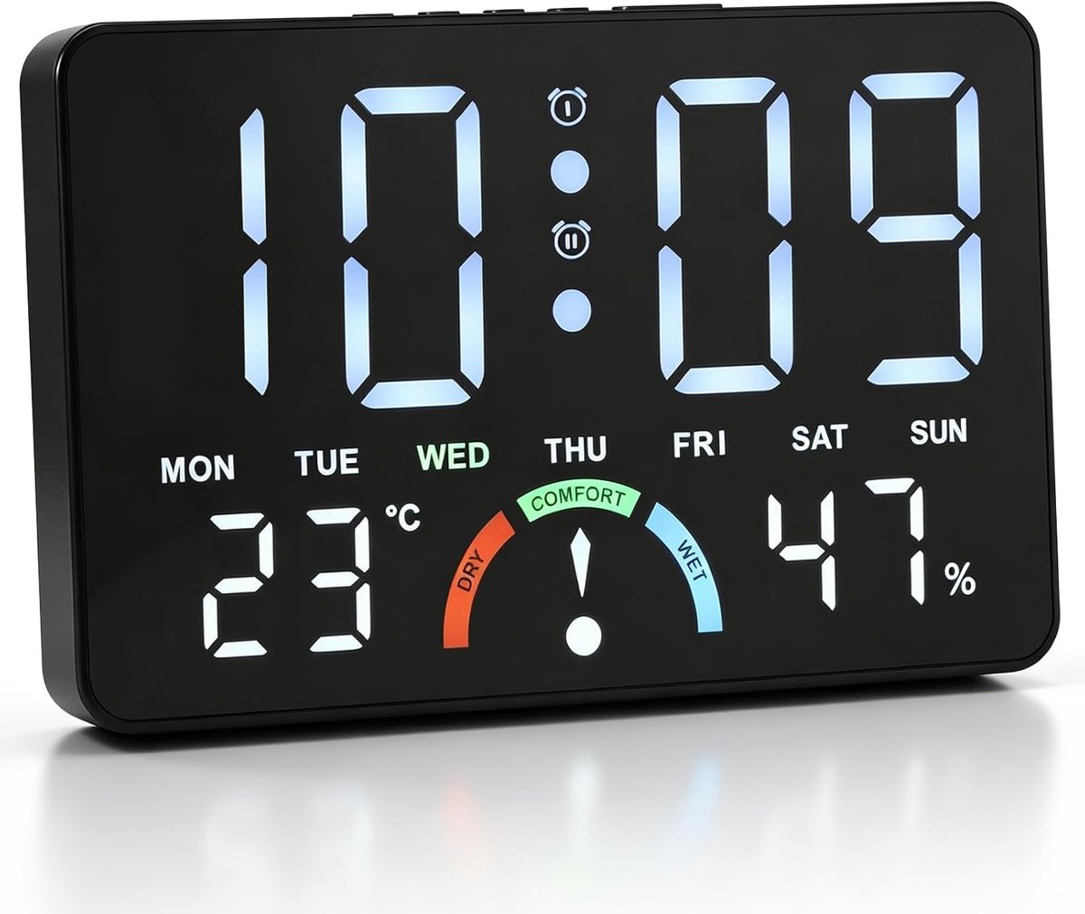 Palmcee Digitale led-wekker met nachtlampje, groot display, klok zonder tikkende geluiden, nauwkeurige radiowekker met - ShopVlot