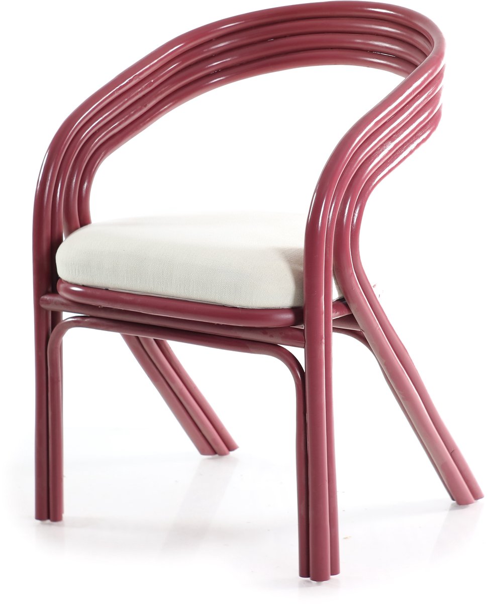 Canal Living - Eetkamerstoel Brunch - 66 x 66 x 75 cm - Rode kamerstoel - Rotan - Gekleurd