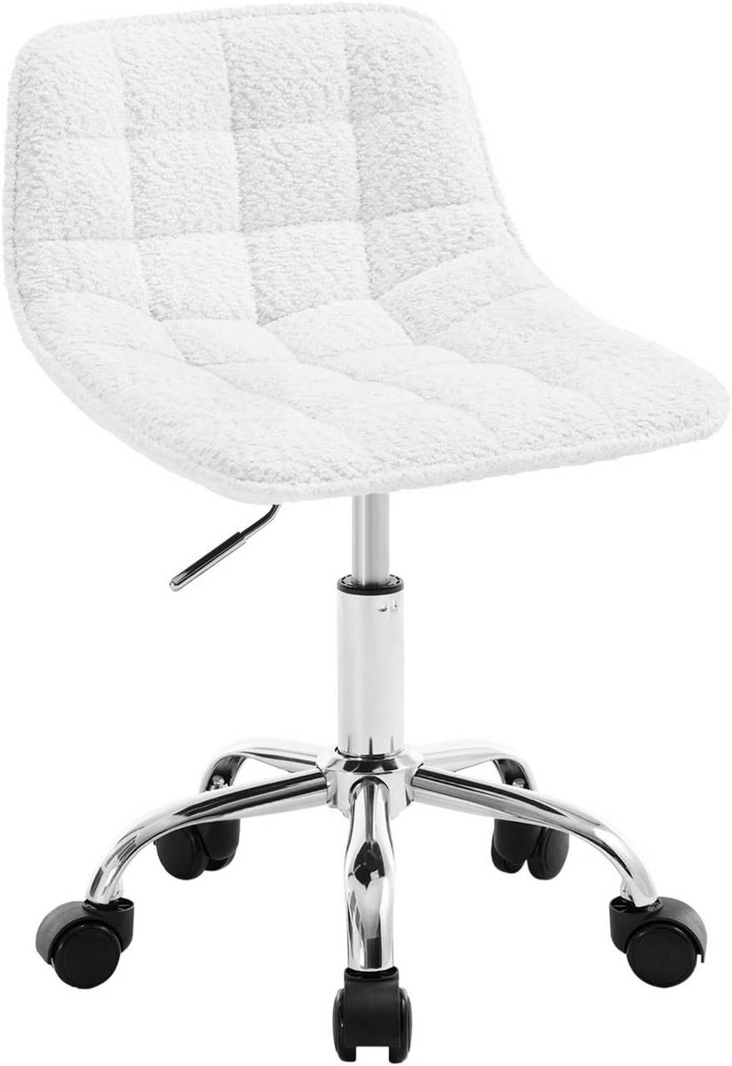 SureDeal® - Bureaustoel - Wielen - Ergonomisch - Werkkruk - Draaistoel chenille - 43x50x60 cm - Wit