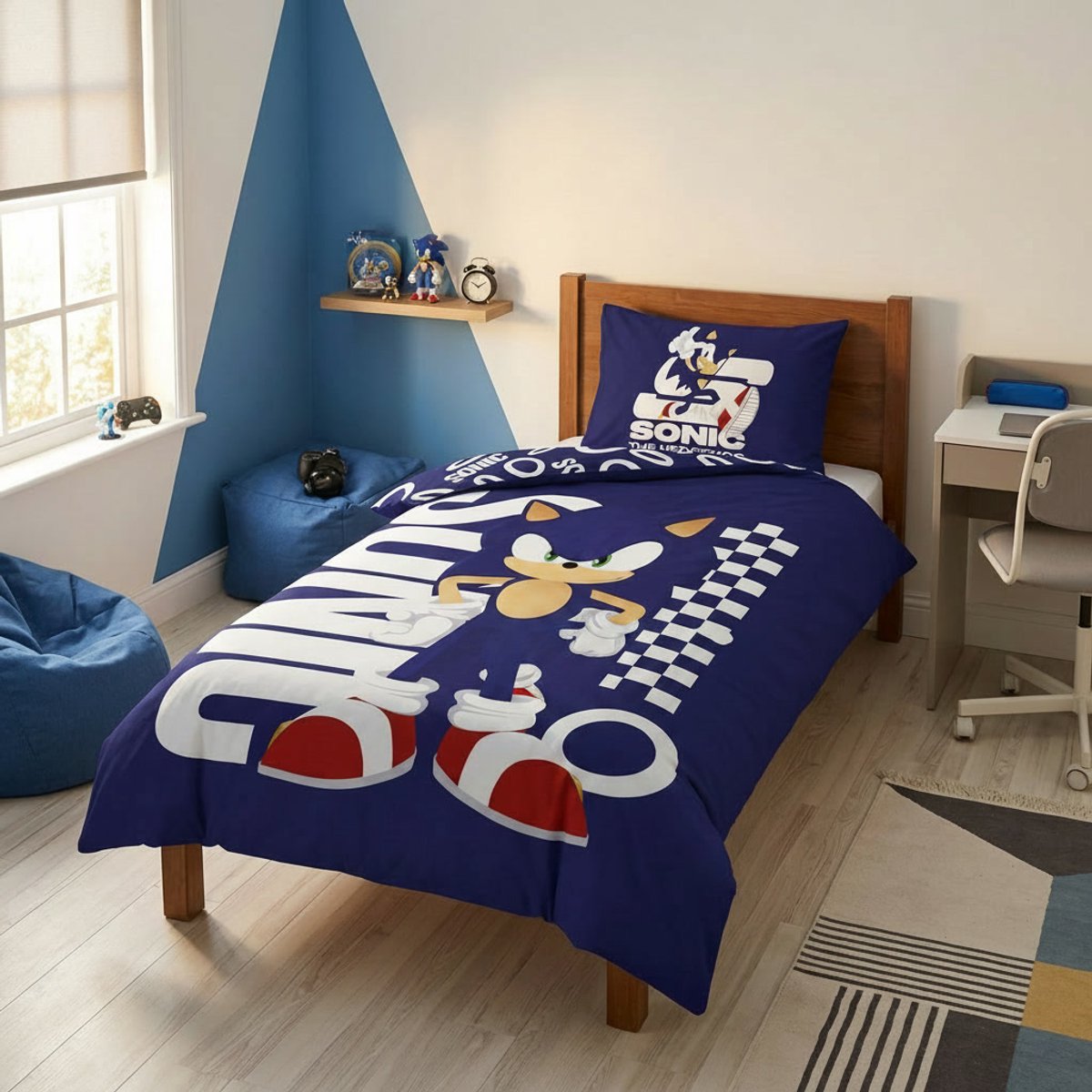 Sonic Dekbedovertrek - Eenpersoons - 140 x 200 cm - 65 x 65 cm - Polycotton