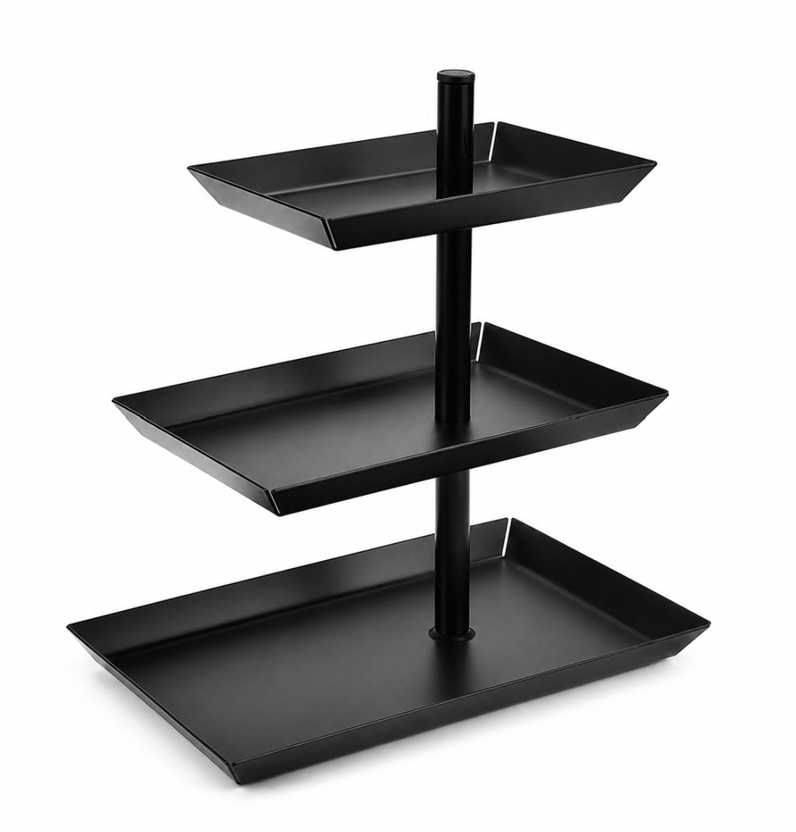 BSS® Fruitschaal Etagère 3 Etages – 360° Draaibare Fruitstandaard van Roestvrij Staal – Verstelbare Etagère voor Fruit, Desserts en Koekjes