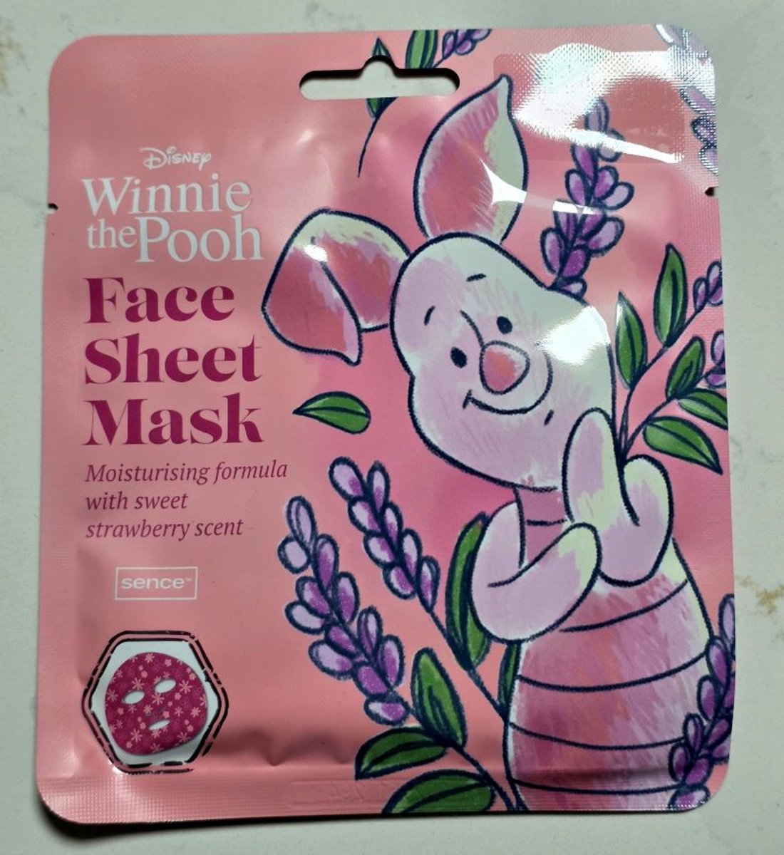 Sence - Disney - Winnie de Pooh Face sheet mask - gezichtsmasker knorretje - roze - vochtinbrengend tissue masker - aardbei