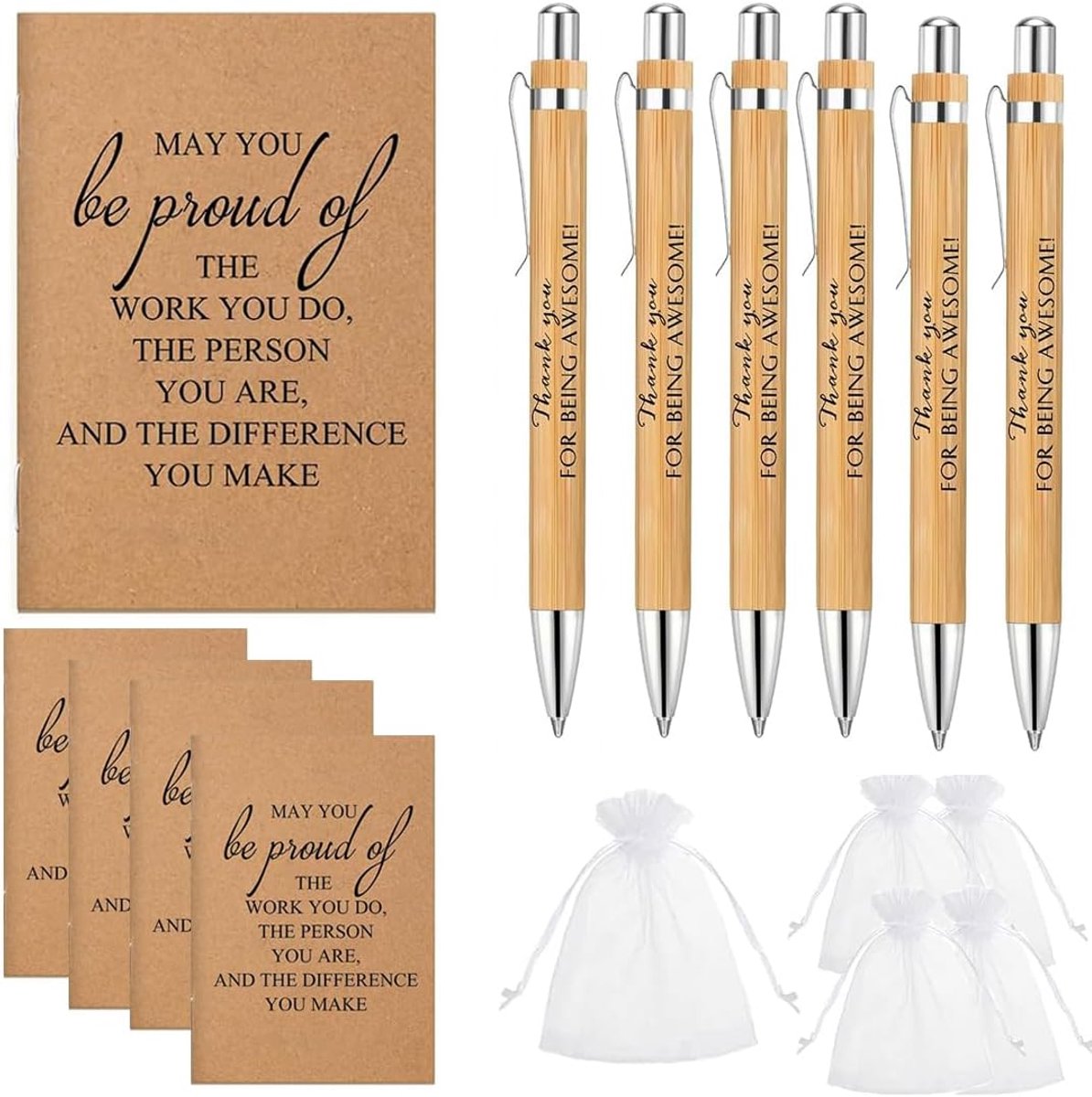 5 stuks college-geschenken, Thanksgiving-cadeaus voor collega's, startcadeaus voor colleges, houten stiften, notities, goede hulp, voor werk, balpen