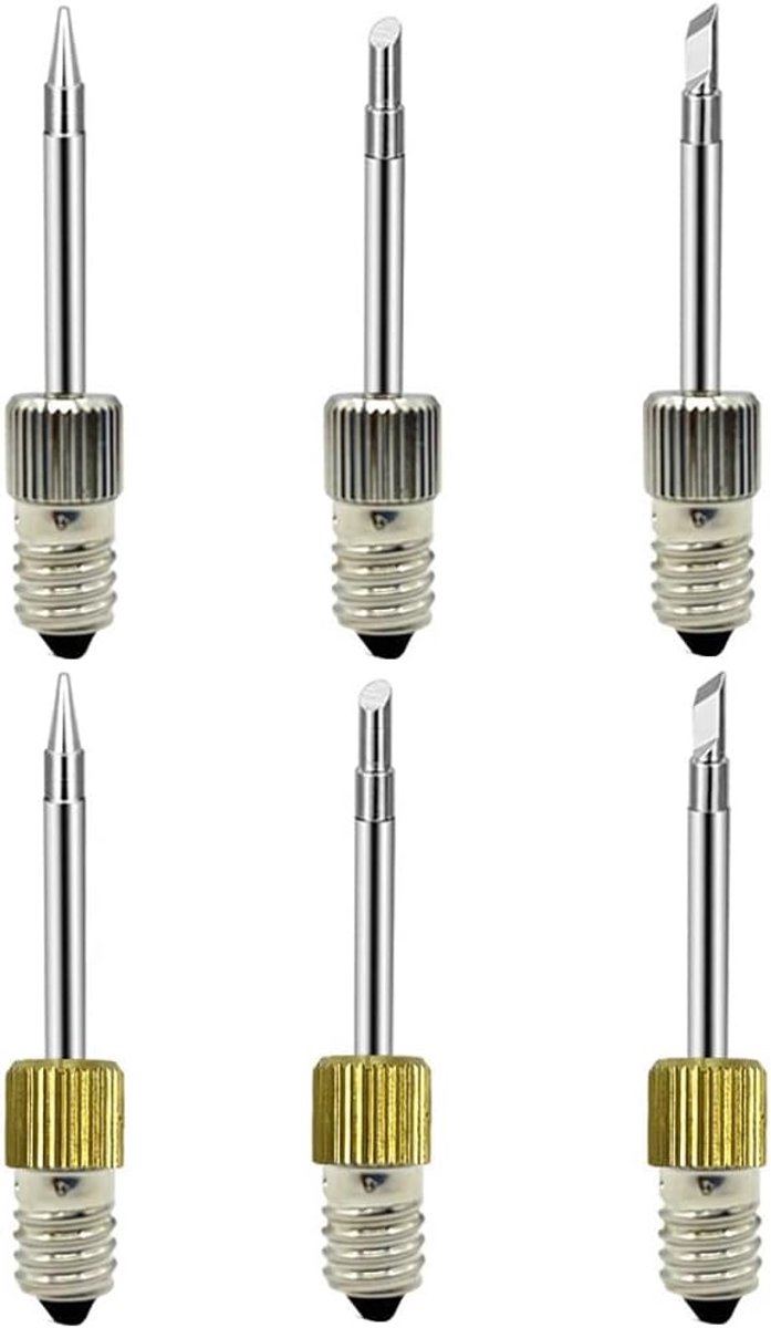 6Pcs Elektrische Soldeerbout Tips E10 Vervangbare Schroefdraad Accessoires Staal Draadloze Componenten Tool Soldeer Voor Lassen Outdoor