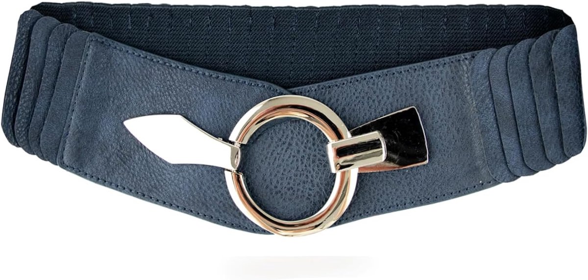 Elastische tailleriem voor dames, 6 cm brede heupriem met zilveren ring