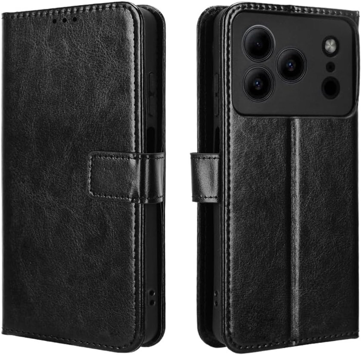 Beschermhoes voor Doogee Note 56/Note 56 Pro/Note 56 Plus, schokbestendig, van PU-leer, premium kaartvakken, portefeuille, hoesje met standfunctie, zwart