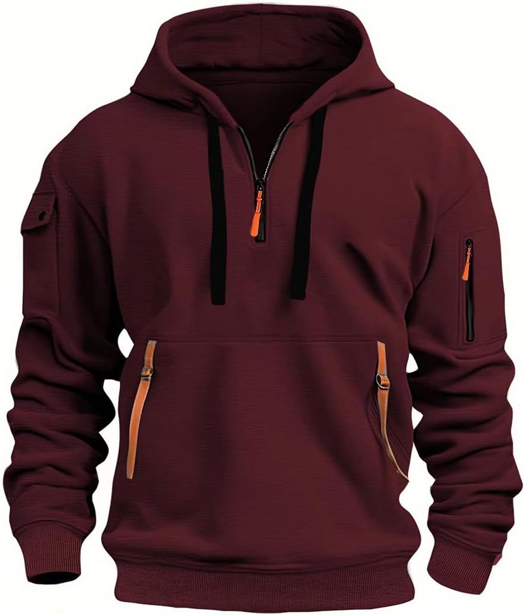 Herentrui met capuchon en ritssluiting, lange mouwen, effen, dik, warm