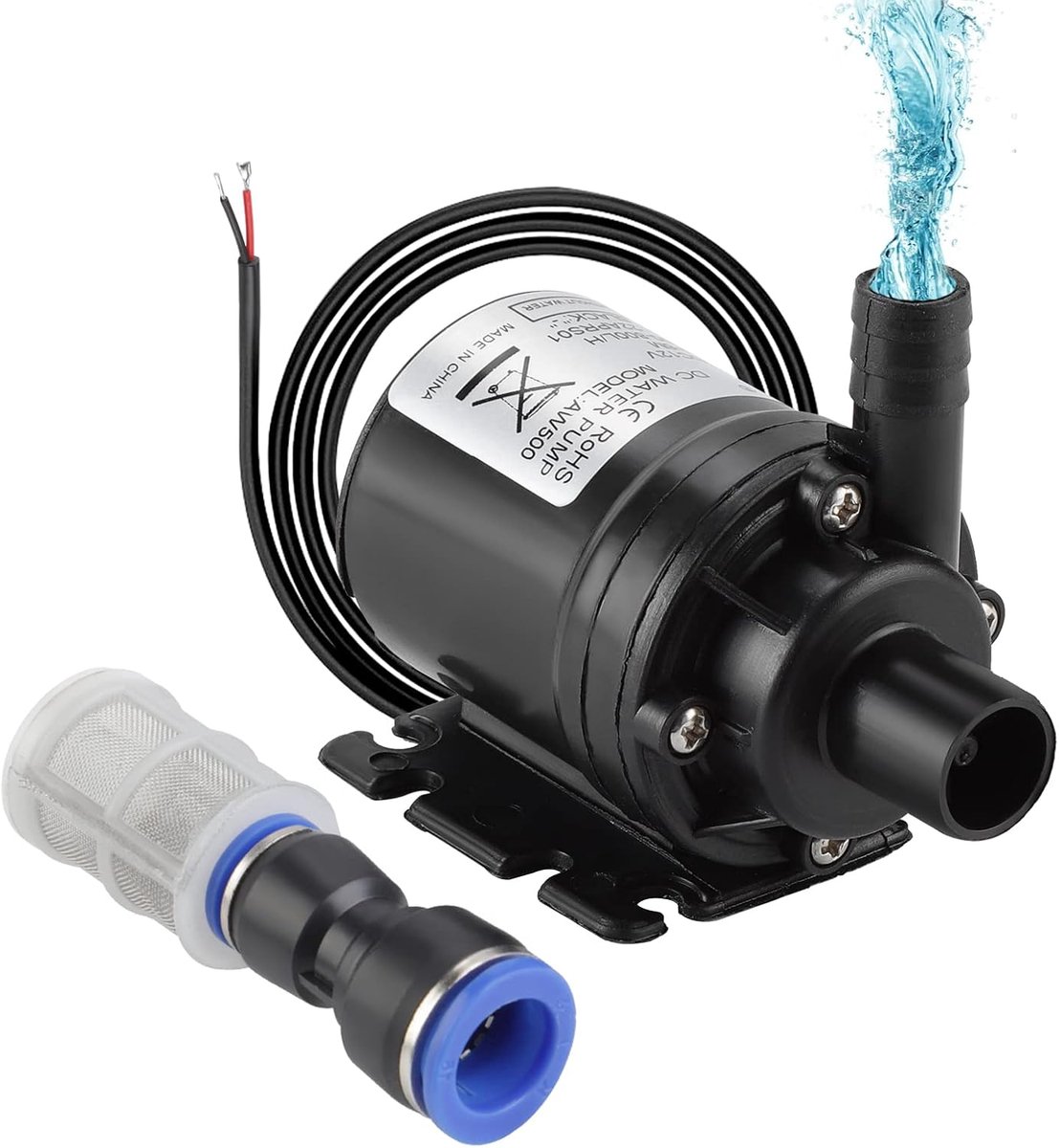 DC 12V Mini Waterpomp met Filter, Dompelbare borstelloze Waterpomp Amfibische Pomp voor Vijver Aquarium Vissen Tank voor Vijver Aquarium Vissen Tank Zonnefontein Vijver Watercirculatie