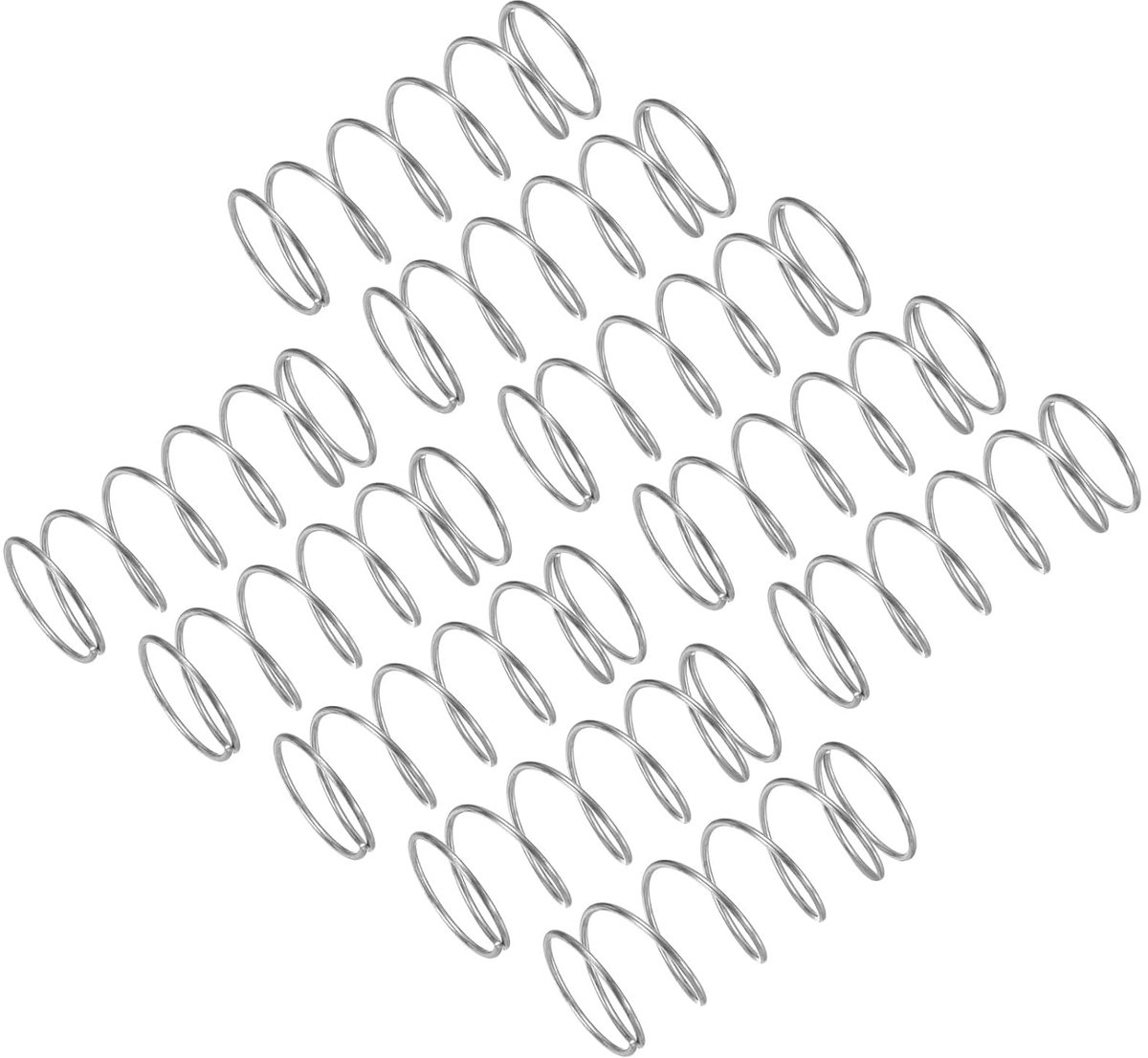 10 stuks drukveer, roestvrij staal 304 20 mm buitendiameter 1,2 mm draad 50 mm lengte mechanische veer voor werkplaats doe-het-zelfprojecten zilvertint