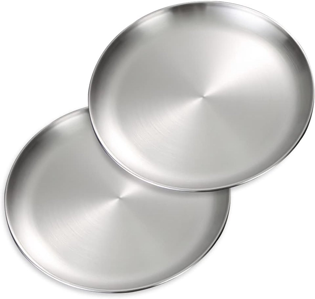 Borden, metalen dinergerechten voor steaksalade, roestvrij staal camping buitenplaat (zilver, 26 cm)