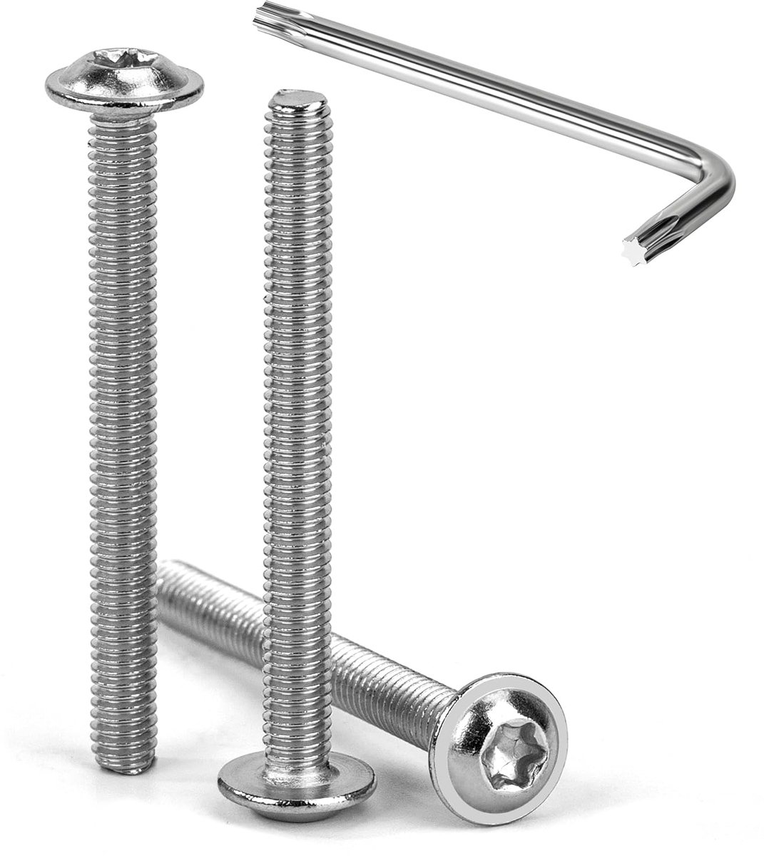30 stuks M4 x 40 mm lenskopschroeven met flens Trox lenskopschroef binnenzeskant roestvrij staal A2 V2A flensschroeven volledige schroefdraad met T20 inbussleutel
