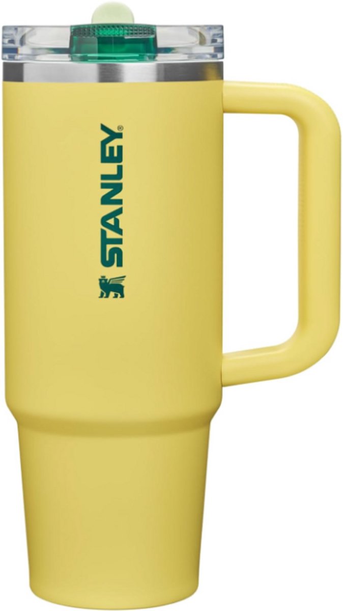 STANLEY Quencher ProTour Flip Straw Tumbler 0,89L (Daffodil Emerald) – Lekvrije Thermosbeker met Flip Straw & Handvat – Geïsoleerd RVS – BPA-vrij