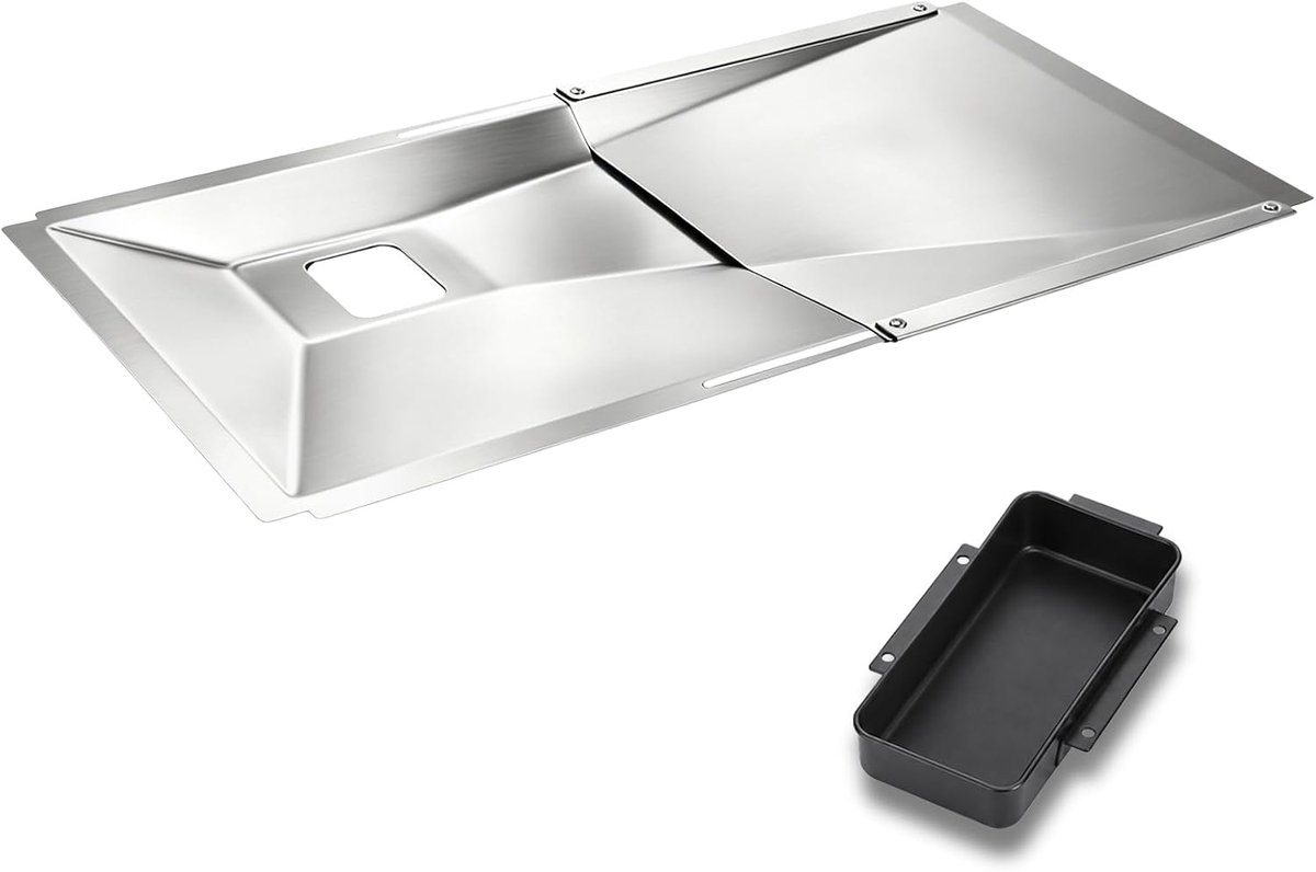 SnelShoppen - Universele vetkuip met opvangbak voor gasgrill, verstelbare druppelpan voor 3/4/5 branders, vetopvangschaal 60-80cm x 38,5cm, ideaal voo