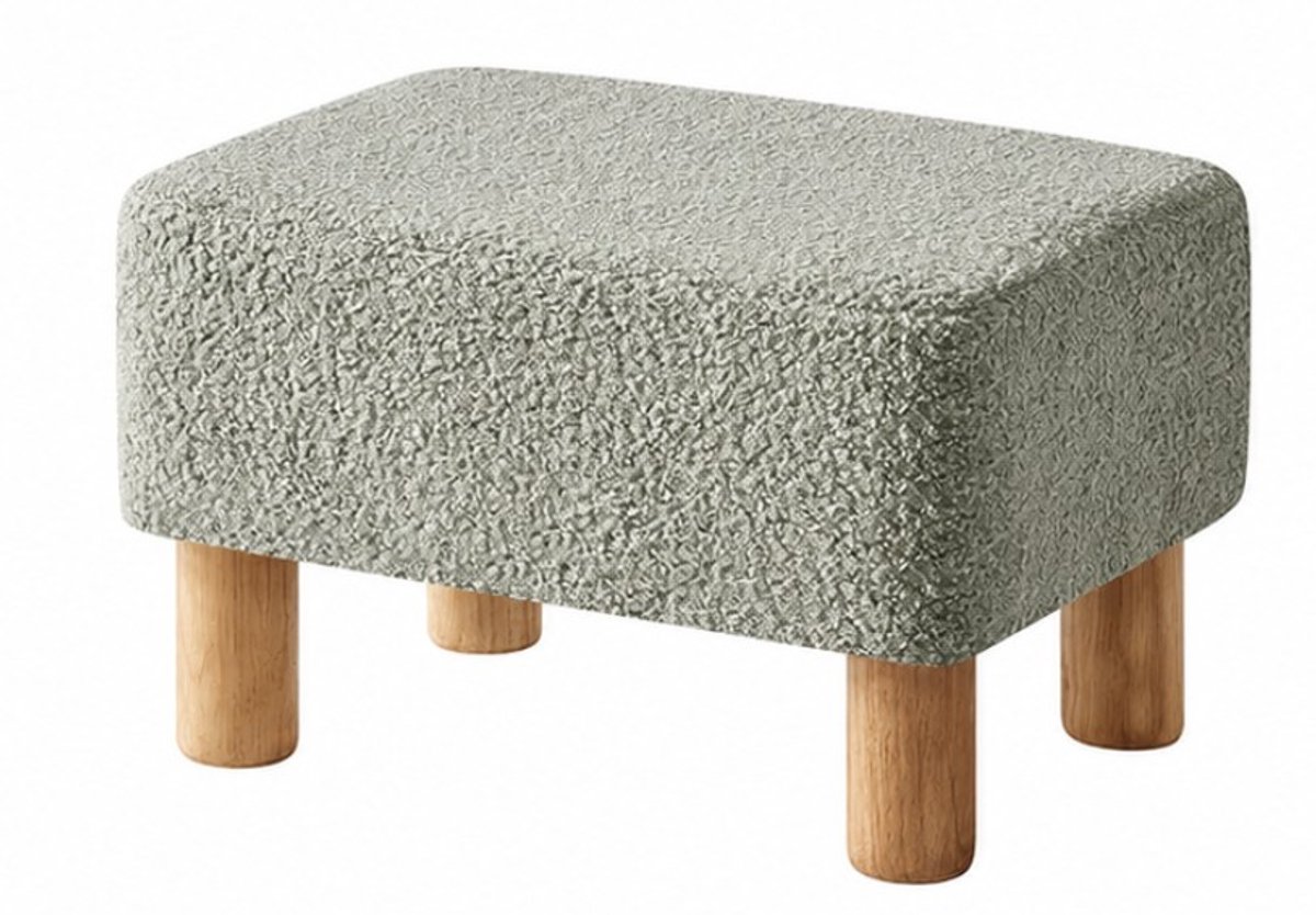BSS® Voetenbankje / Poef – Rechthoekig – Zachte Gewatteerde Zitting – Met Houten Poten 40 × 29 × 25 cm – Groen